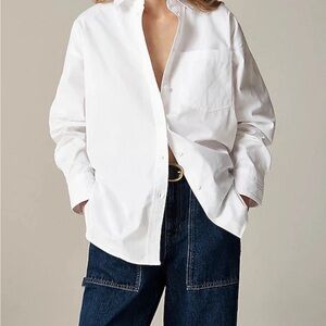 J. Crew Etienne Oversized White Button-Up in Cotton Poplin NEW White MEDIUM $98